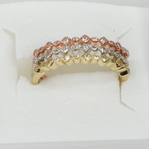 Sterling Silver Rose Gold Yellow Gold CZ 3 Half Eternity Rings